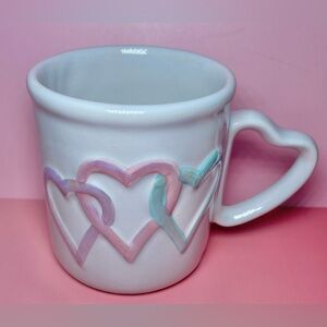 Vintage Mary Kay White Coffee Tea Mug with Hearts & Heart Shaped Handle‎